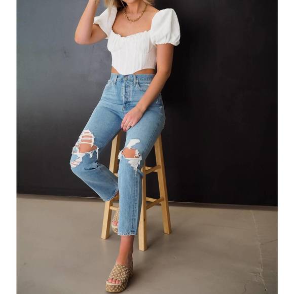 NEW ASTR paola puff top in white - Picture 1 of 3